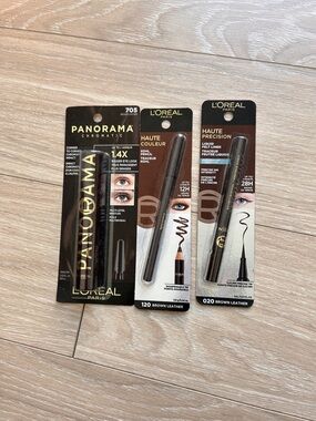 L’Oréal Brown Leather Panorama Mascara, Liquid Liner, Kohl Pencil Eyeliner